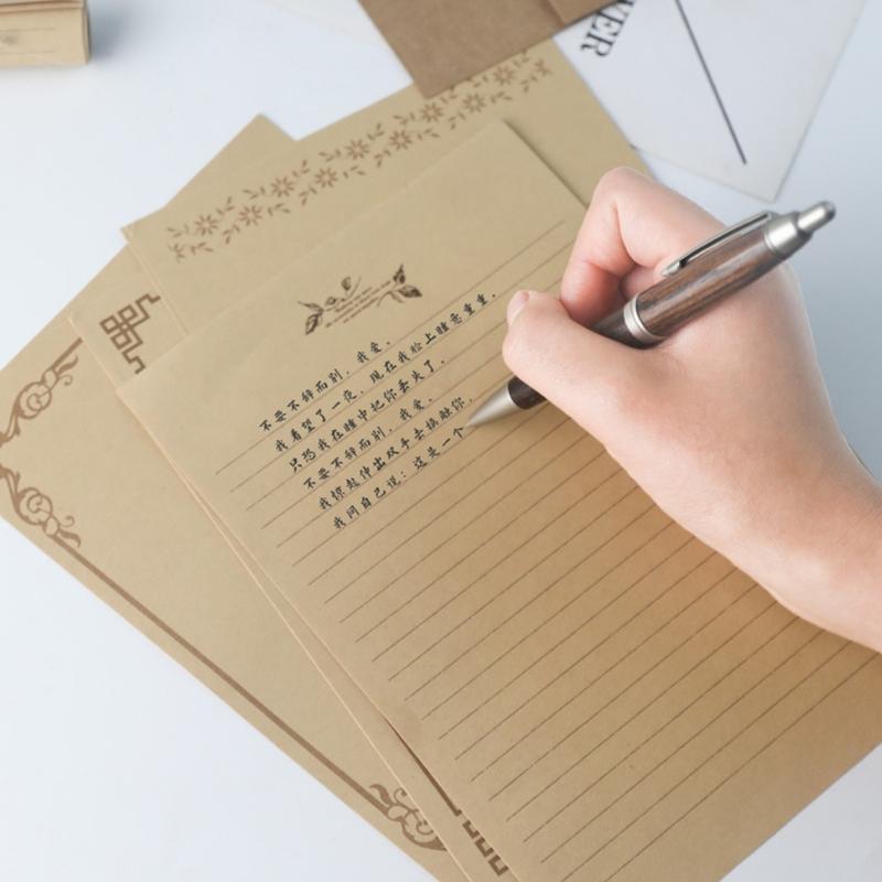 8 Sheets Vintage Kraft Stationary Paper A5 Lined Stationery Writing Letter Paper Set for Personalized Letter Poem