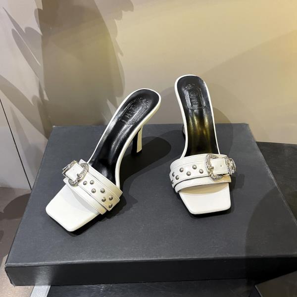 Fashion Shoes Ladies' Slippers Low Slipers Women Heeled Mules Rubber Flip Flops 2025 High Hawaiian Thin Retro Rome Punk Sexy Slides Fabr