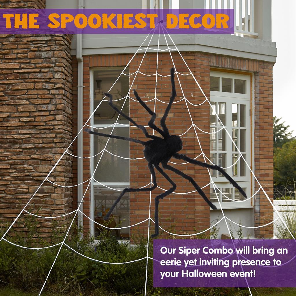 Joyfy Halloween Decorations Giant Spider Web Fake Spiders Indoor Outdoor 59 with 400 Sqft for Entertaining Play Safe Kid Friendly Fun