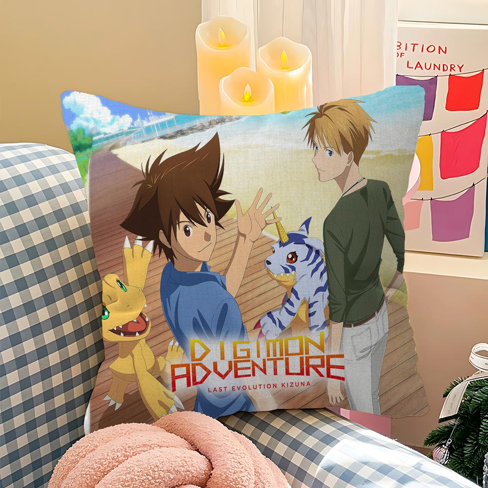 Anime Digimon Office Cushion Pillowcase Car Cushion Cover45X45CM Lumbar Pillowcase Sofa Pillowcover