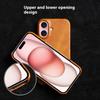 For iPhone 16 Case Calf Texture PU Leather Hard PC Protective Phone Cover