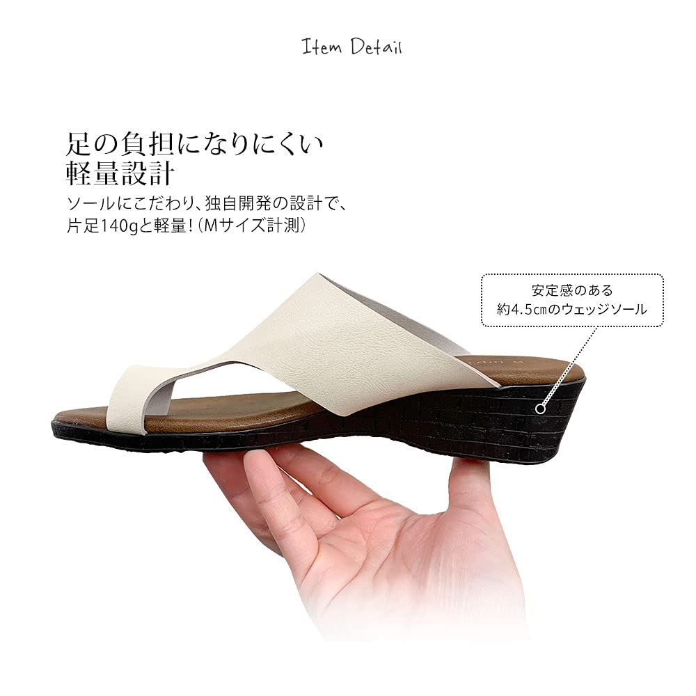 Made in Thong Sandals for Easy to Walk Wedge Finger M [Arch Contact] Japan, Women, in, Sole, Painless, Ring, Summer, Black,
