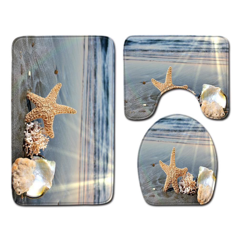 Shell Bathroom Floor Mat Toilet Three-Piece Set