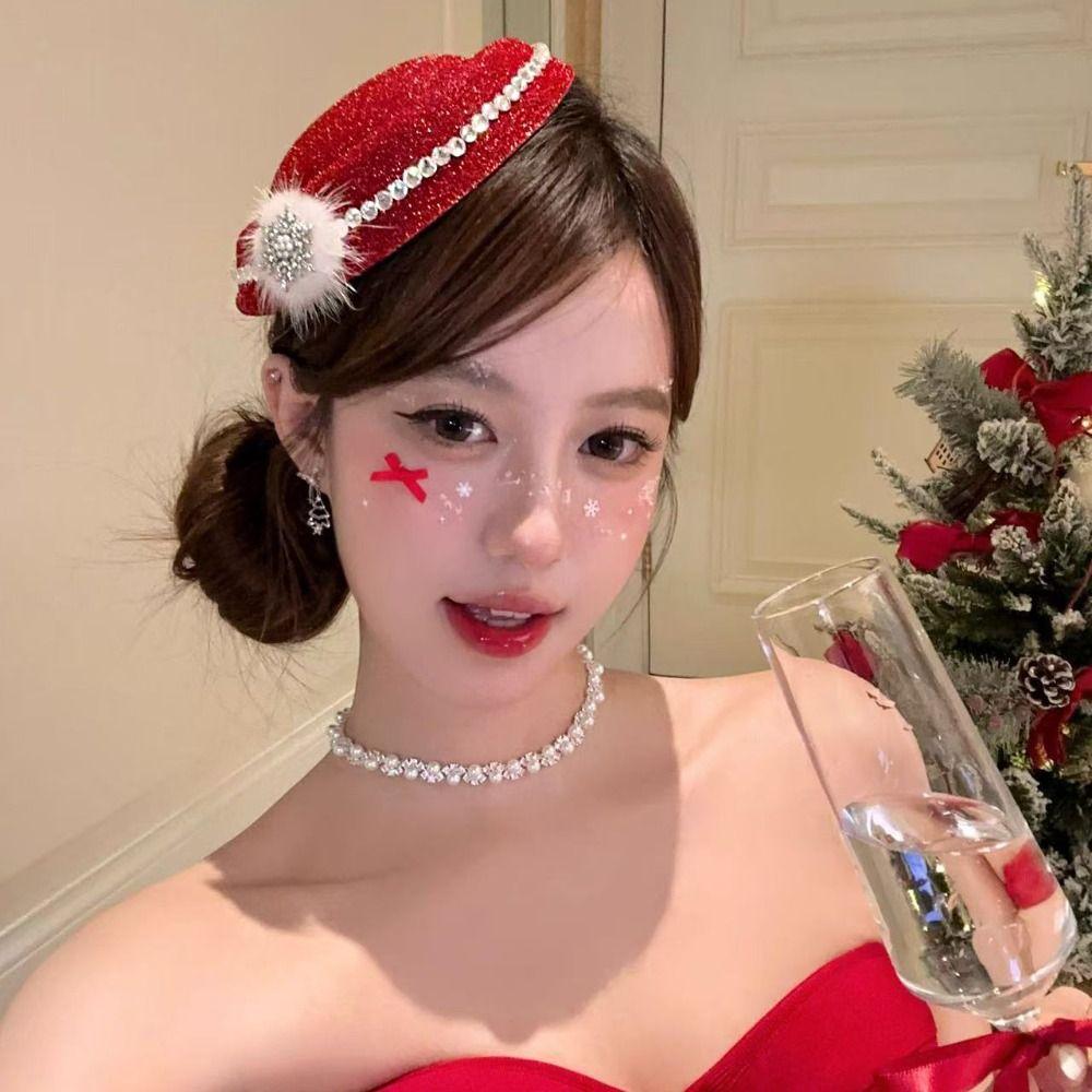 Beret Fedoras Hat Hair Clip Formal Hat Fascinator Hat Vintage Red Top Hat Hairpin  Party Headwear