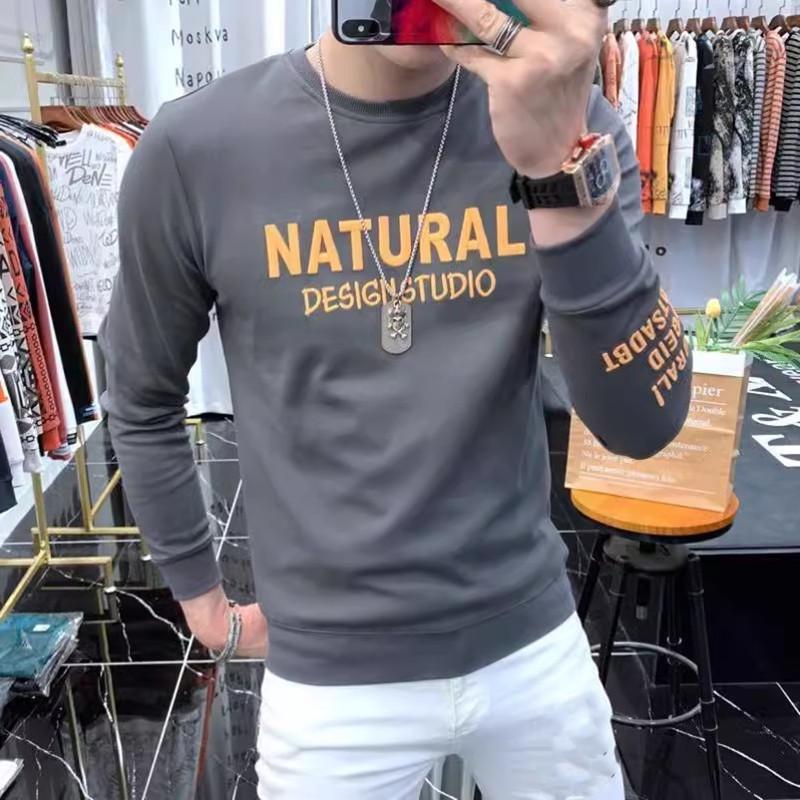 

Мужская толстовка в европейском стиле, модный топ с длинными рукавами и бархатной подкладкой для весны и осени S (80-90 pounds)