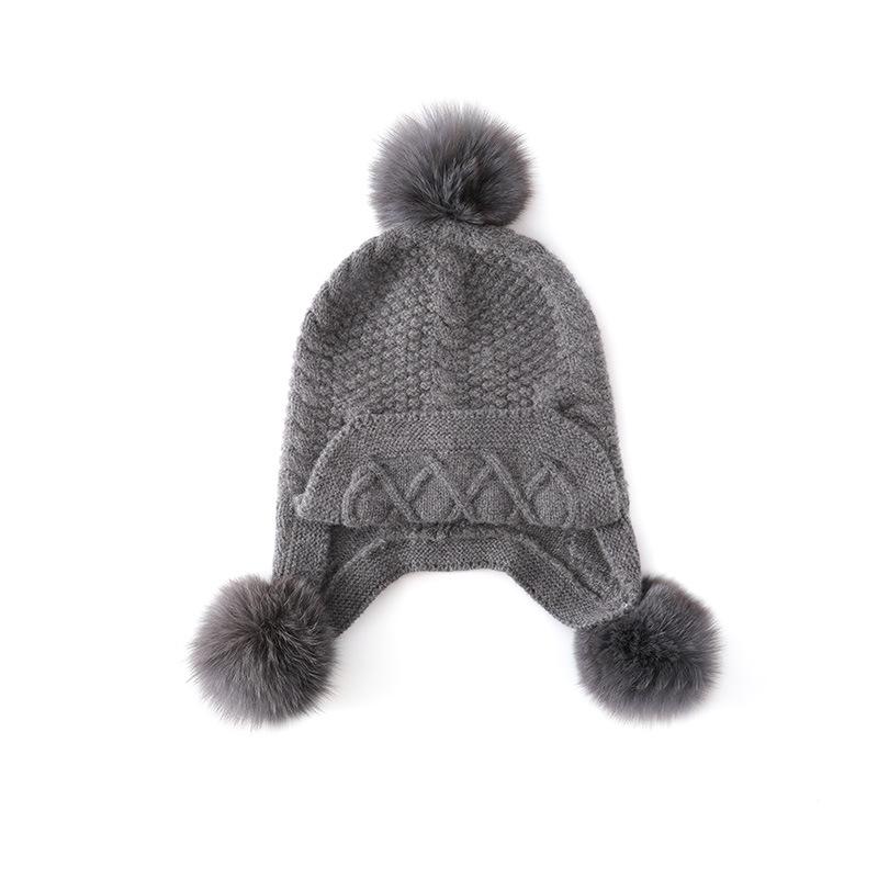 Cashmere Hat Autumn and Winter New Women's Hair Ball Twist Casual Ear Protection Pile Hat Thickened Knitted Hat