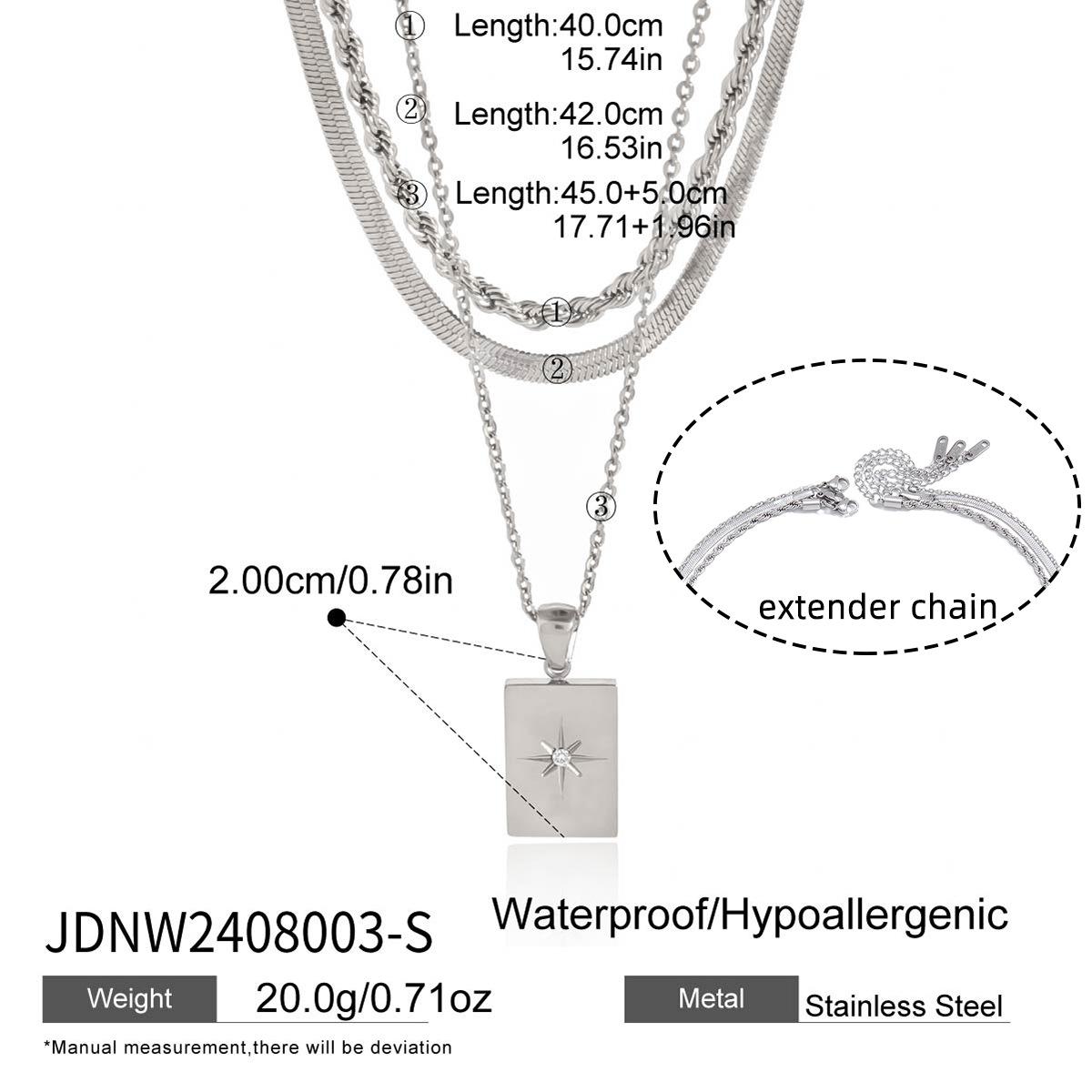 Европейский и американский гладкий квадратный трехслойный кулон-звезда из нержавеющей стали, простая подвеска-ожерелье