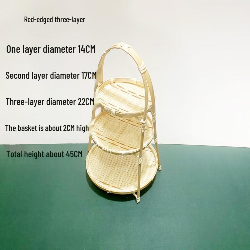 Handmade Bamboo Picking Baskets with Red Trim - Set of 3