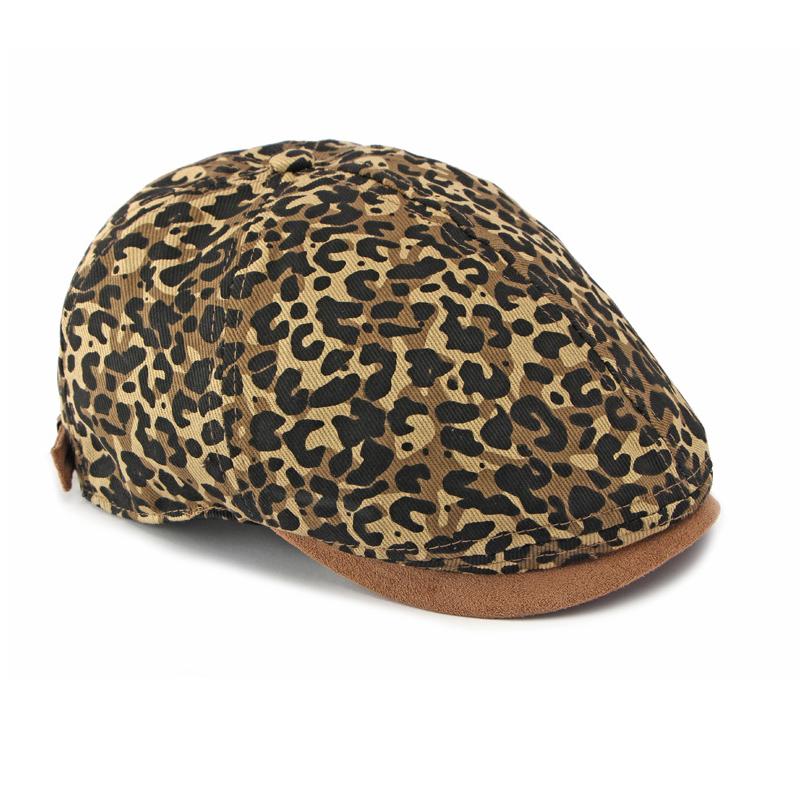 Retro Leopardendruck Progressivkappe Damen Britische Retro Maler Beret