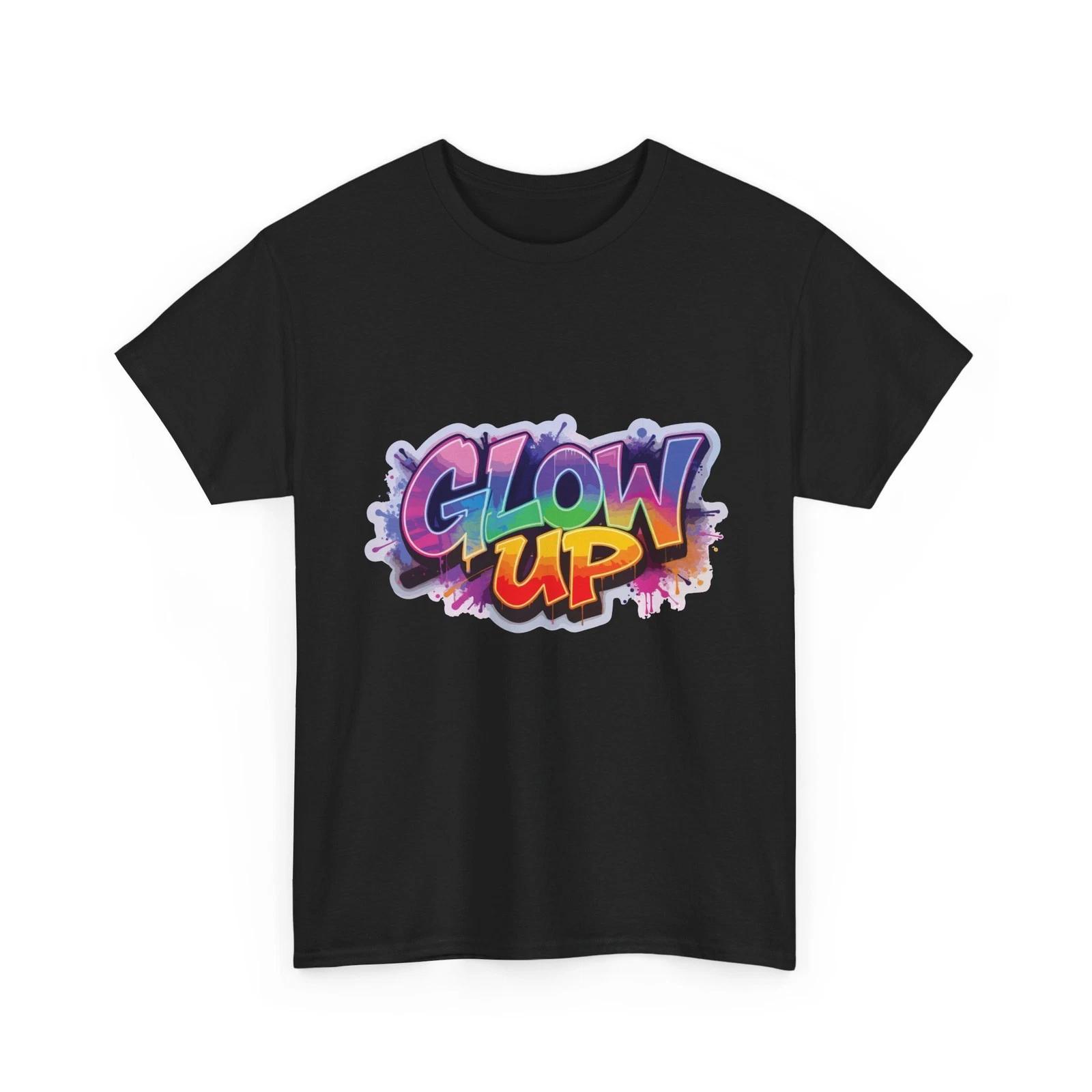 Glow Up Neon Graphic T-Shirt Graffiti Street Art Tee 4XL