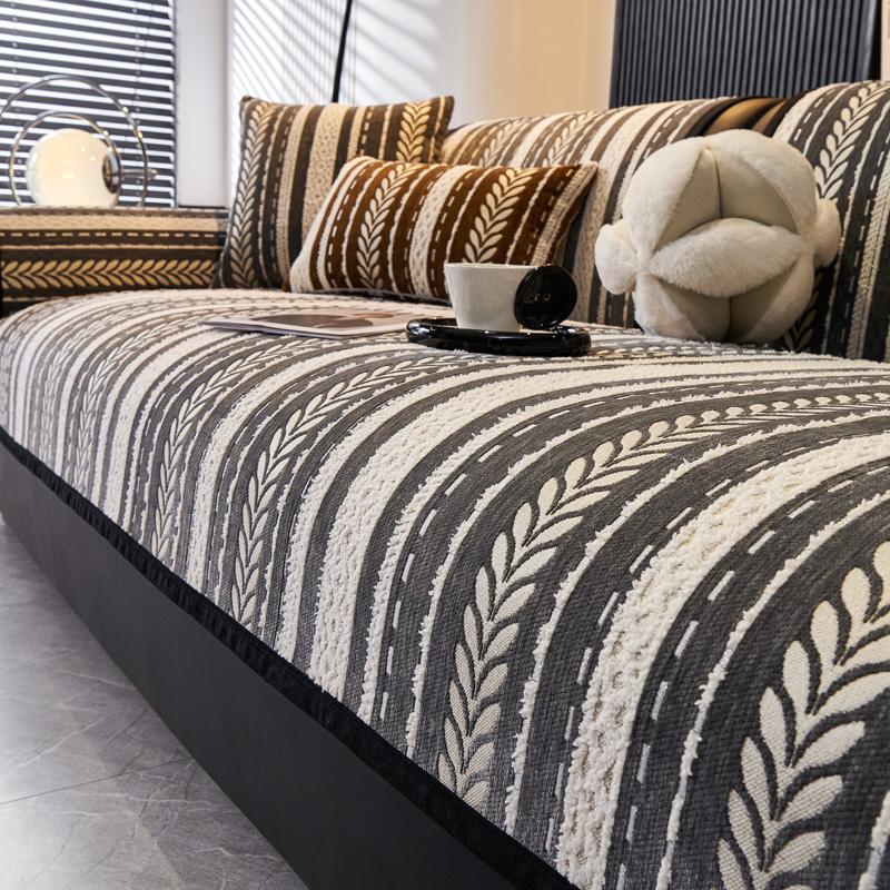 Line Jacquard Chenille Sofa Covers Luxury Non-slip Soft Sofa Towel Couch Cushion Slipcover For Living Room Modern Home Decor