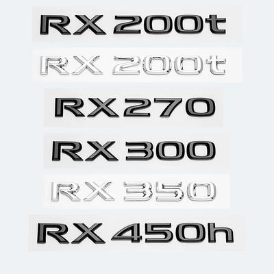 Nálepka s 3D chromově lesklým černým ABS RX200t RX270 RX300 RX350 RX450h RX450hL HYBRIDNÍ znak pro kufr auta Zadní logo
