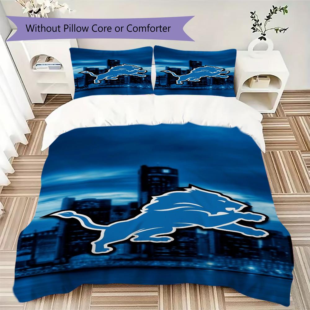 Detroit Lions Pattern Bedding uilt Set uilt Cover Pillowcase Home Decoration Birthday Gift (1*duvet cover + 2*pillowcase without core)