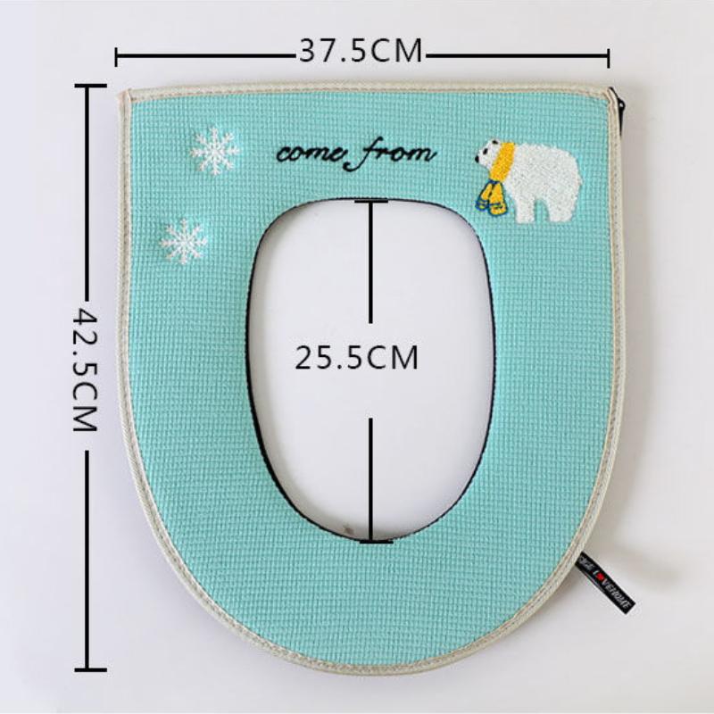 Universal Toalettsitsöverdrag Rund Toalettsitsdyna Badrum Toalettöverdrag Vinter Tjock Varm Tvättbar Tecknad Söta Toalettsitsöverdrag