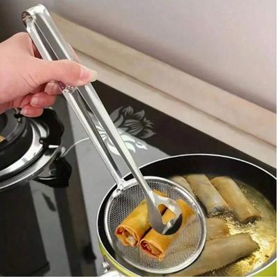 Stainless Steel Frying Oil Strainer,Heat Resistant, With Clip/Clamp Accessory,Fine Mesh Strainer For Frying, Draining Soup And Sauce