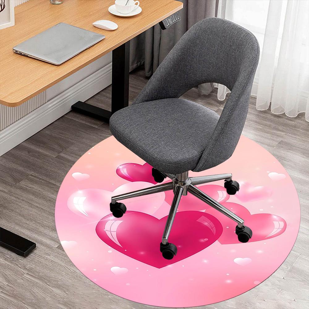 

1pc love hearts Round Chair mat office Area Rug - Non-Slip, Floor Mat for Office, Bedroom, and Indoor Decor p127131 80cm by 80cm