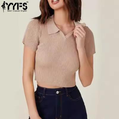 Women's Fashion Casual Summer Spring Solid Color Print Short Sleeve POLO Neck Blouses & Shirts