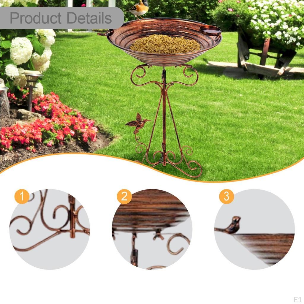 Bird Bath Feeder Bowl SPA Birdfeeder Iron Outdoor Freestanding Birdbaths