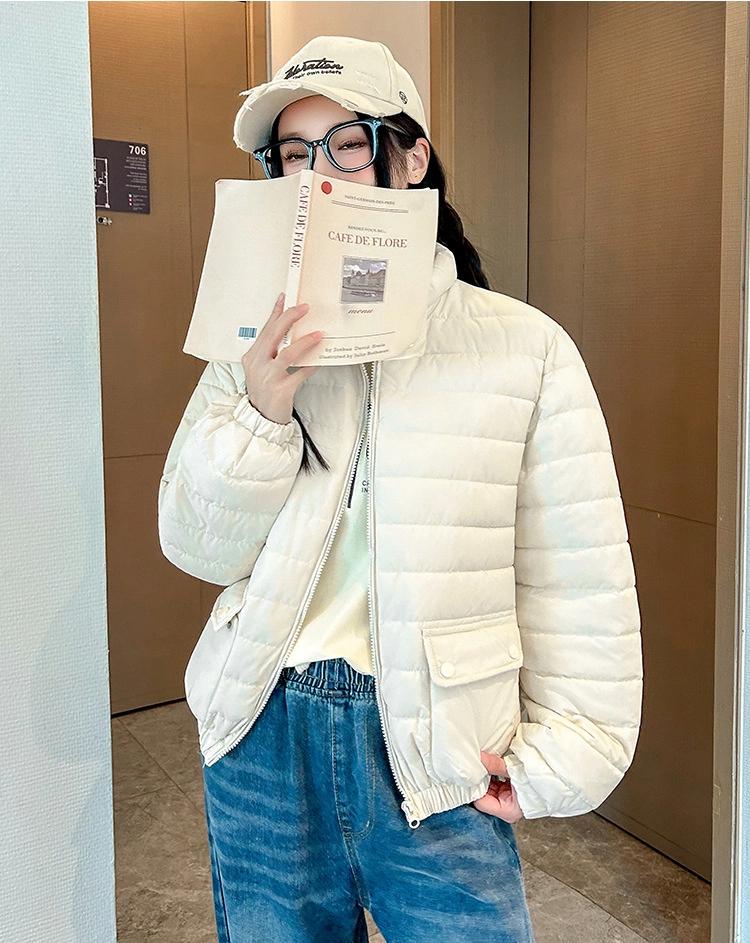 Solid Short Lightweight Warm Down Jacket for Women