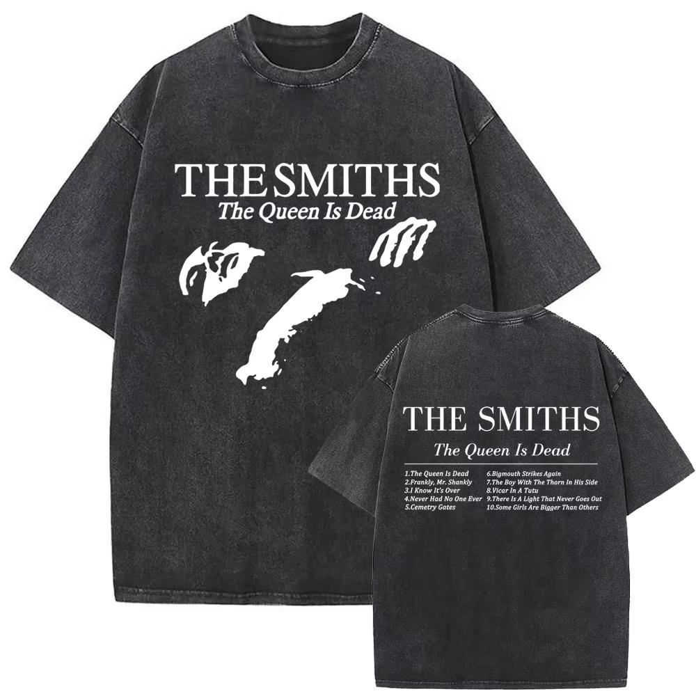 T-shirt Lavé Style Rétro Gothique Ample Hip-hop Streetwear Imprimé avec le Groupe de Rock The Smiths "Never Had No One Ever"