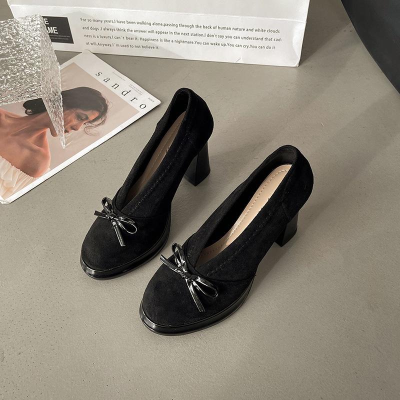 

Женские туфли на высоком каблуке Весна Осень Новые Винтажная мода Бант Вечеринка Массивный каблук Уличные Нескользящие Роскошные туфли Мэри Джейн 35