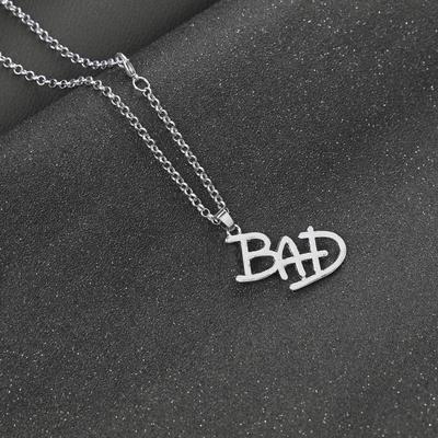 New Rocker Michael Jackson Necklace Silver Pendant Performance Stage MJ Bad Logo Choker for Women Men Jewelry