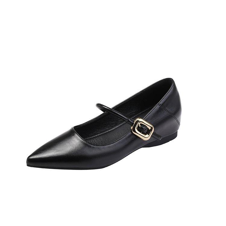 The Inner Height of the Pointed Tip Increases. Mary Jane Single Shoes Are New In Autumn with Soft Leather and Shallow Mouth Temperament.