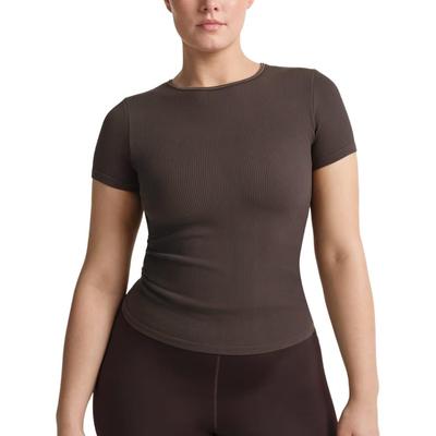 X SKIMS Ribbed Seamless Fitted Crew Neck Retro Short Sleeve T-Shirt Women Tops SSSSL9718W-PHR
