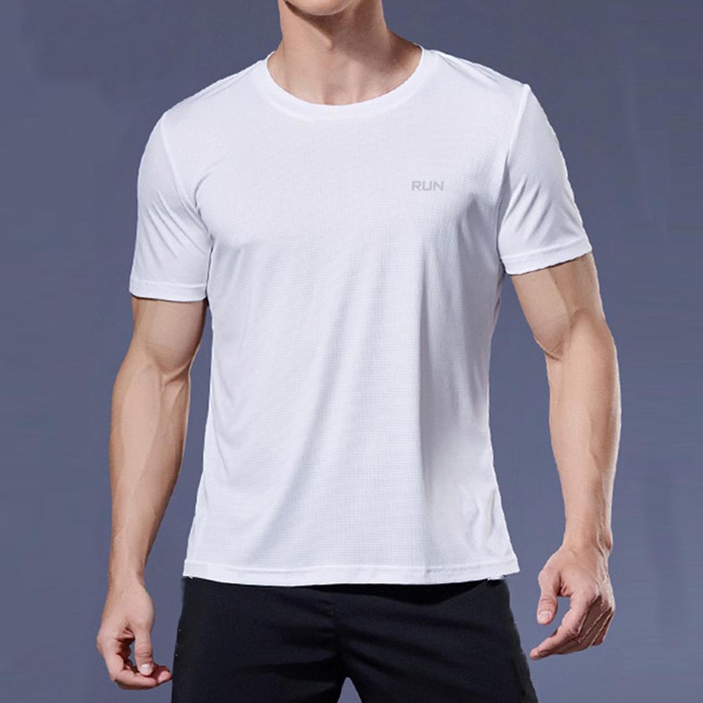 Men's Plus Size Ice Silk Quick-Dry Sports T-Shirt - Breathable Casual Short Sleeve