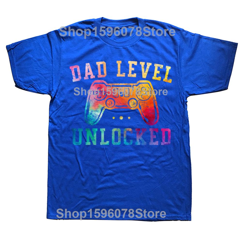 Funny Dad Level Unlocked New Dad To Be Gifts Gamer Father's Day T Shirts Streetwear Short Sleeve Birthday Gifts T-shirt Men