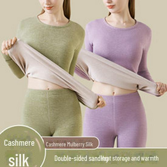 Men's Thickened Wool Silk Thermal Underwear Set for Autumn and Winter