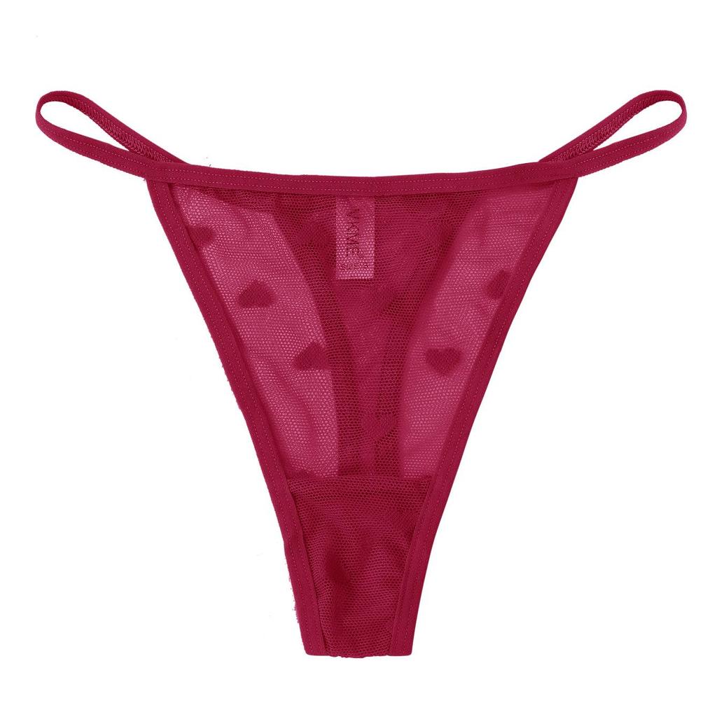 Luxury Transparent Lace Heart Low-Waist Thong - Sexy Japanese-Style T-Back for Women