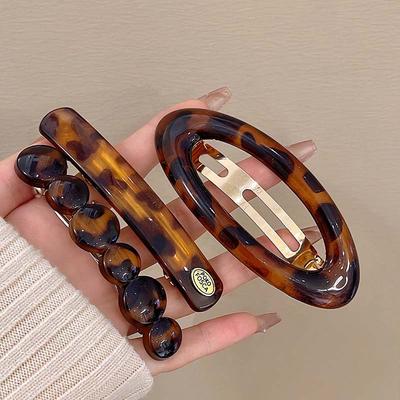 Pinza Ovalada Vintage de Leopardo para el Cabello con Muelle para Mujeres Niñas Coreana Acetato BB Pinza para el Cabello Pasadores Joyería Accesorios para el Cabello Y2K