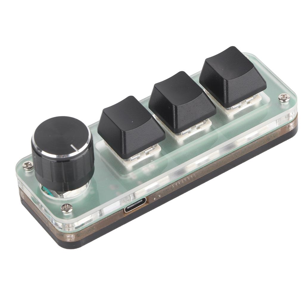 3 Key Small Keypad Multifunctional Shortcut RGB Backlight USB Mechanical Keyboard with Knob for DIY Programming Gaming