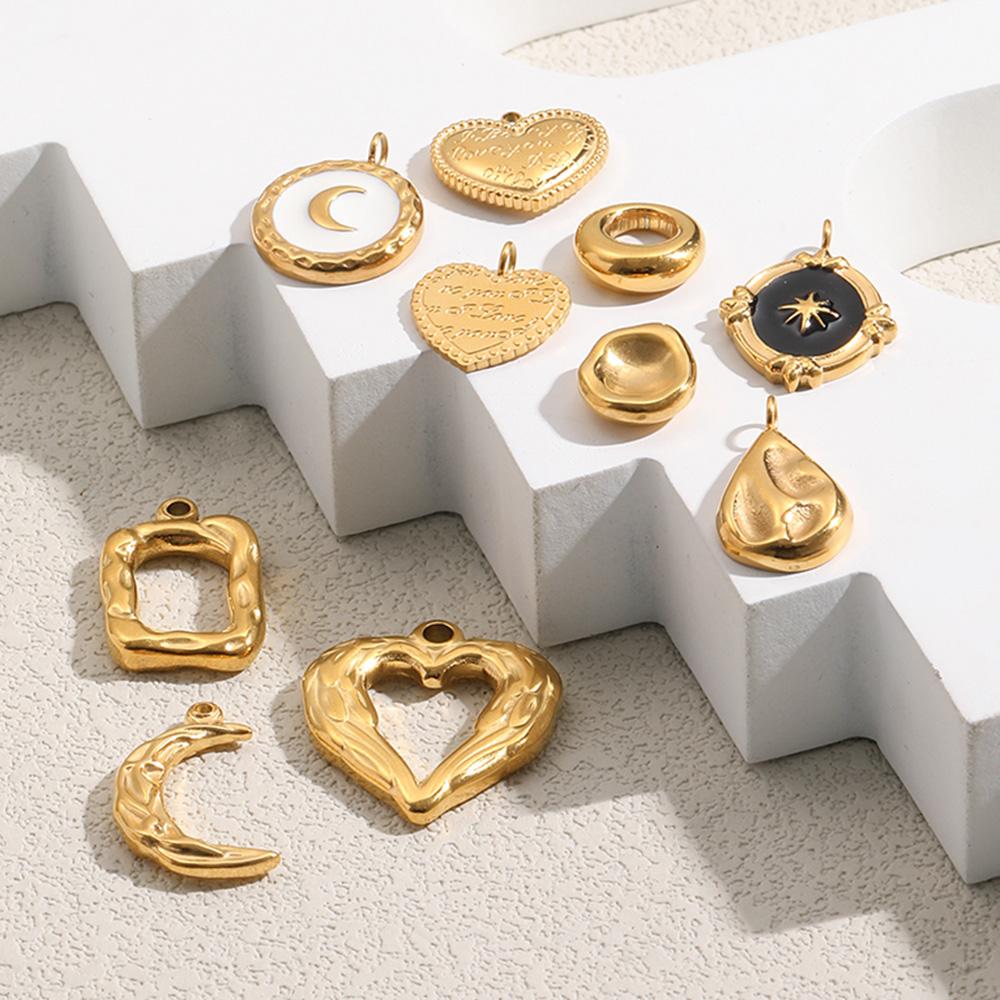 MamacitaSlay 316L Stainless Steel Heart Irregular Charms 18K Gold Plated Waterproof Jewelry For DIY Earrings Necklace Bracelet