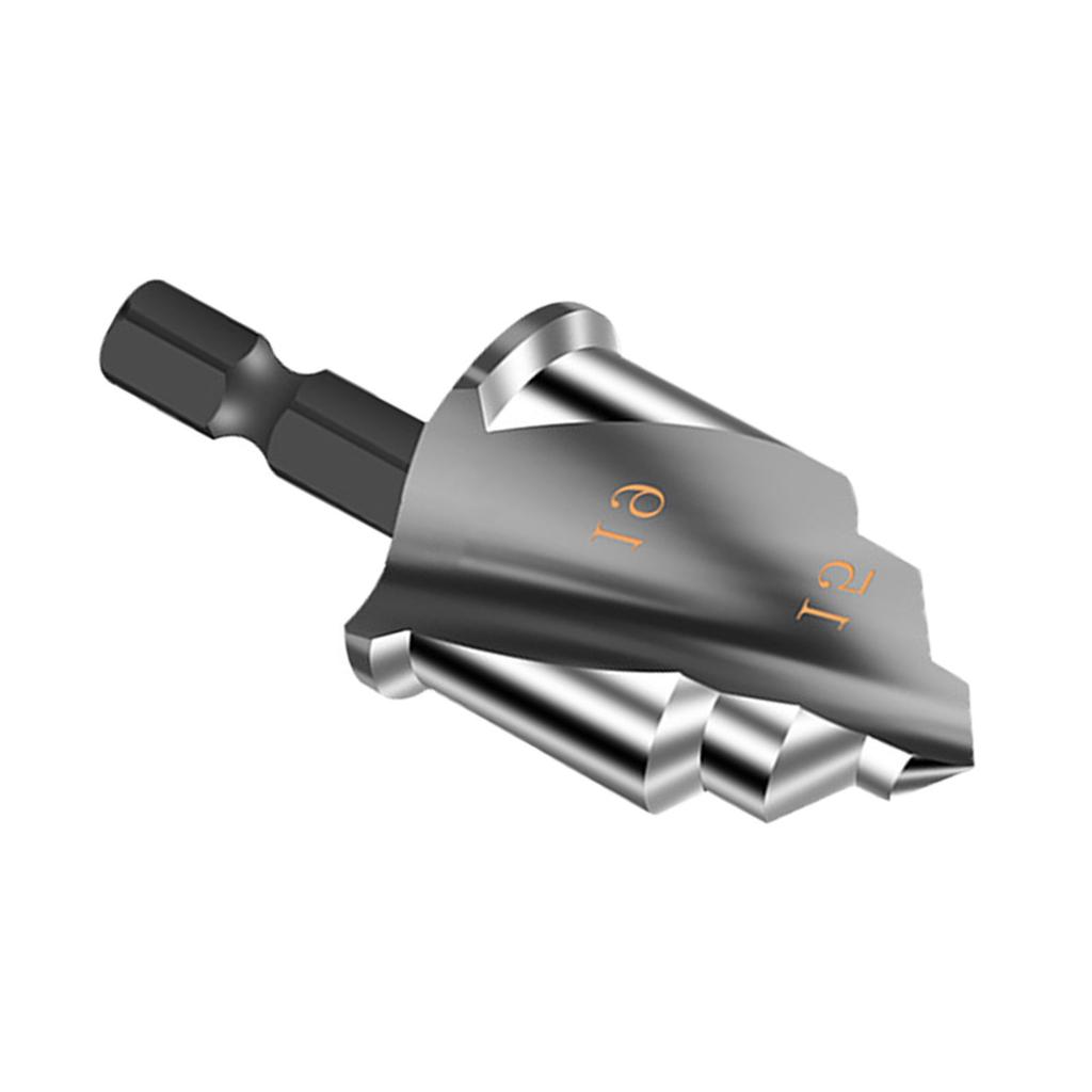 High Performances Multi Diameter Tool Steel Step Drill Bit Featuring Hexagonal Handle And Efficient Chip Removal Grooves