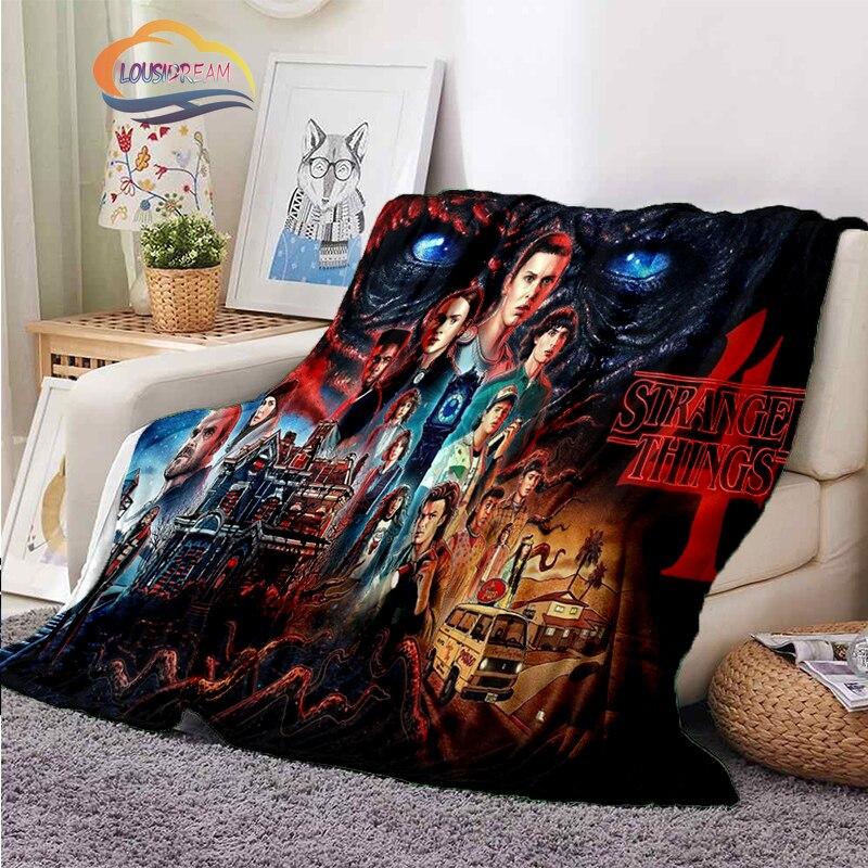 Horror Series Stranger Things Series Flannel Blanket Bedroom Sofa Bed Four Seasons Soft Blanket Travel Light Comfortable Blanket