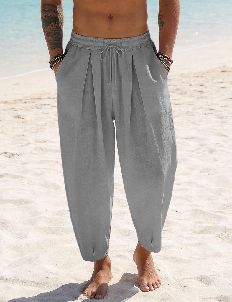 Pantaloni Casual da Uomo Larghi a Gamba Larga Traspiranti Comodi a Lanterna Taglie Forti