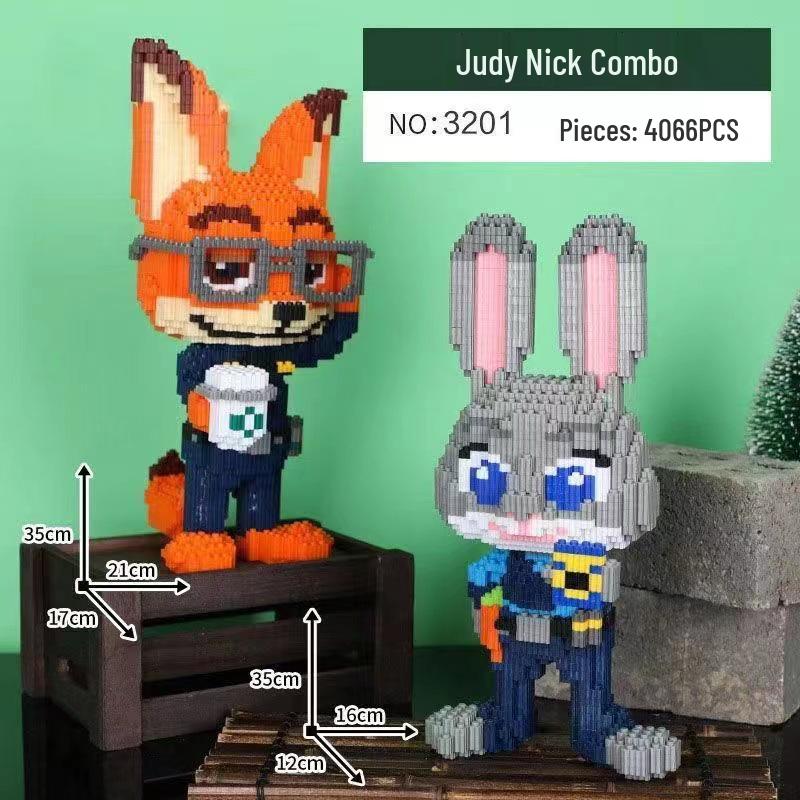 Fox & Rabbit Blocuri de particule de înaltă dificultate - Jucărie puzzle educativă pentru adulți