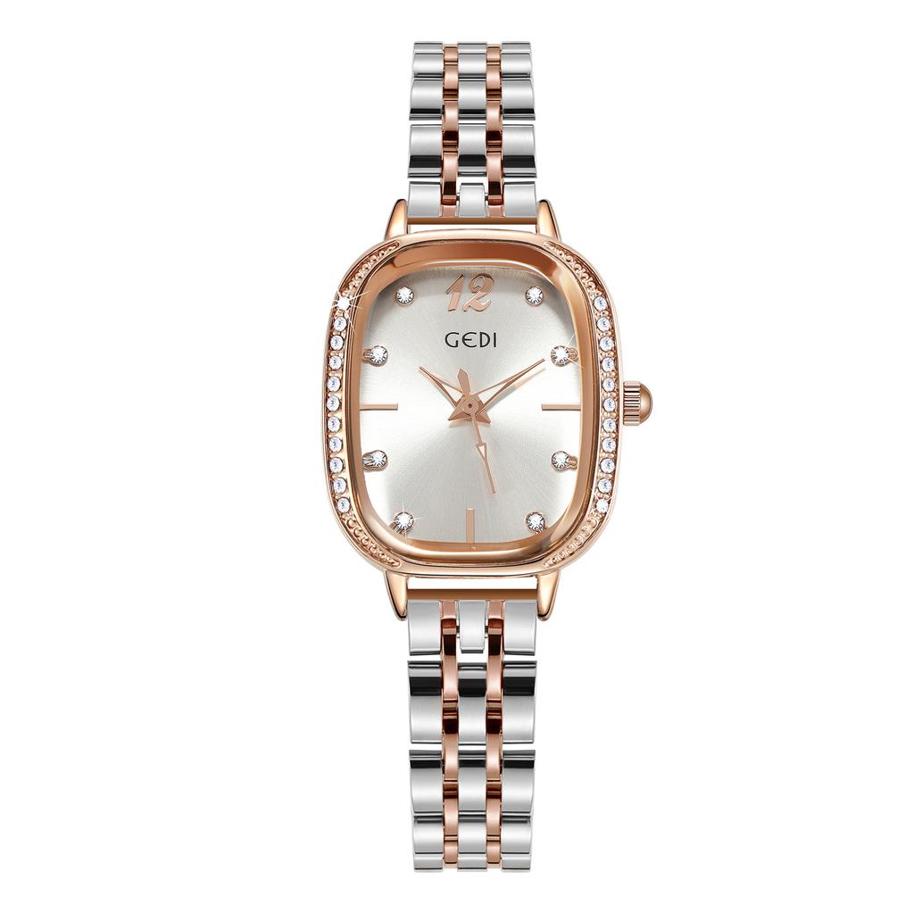 Light Luxury Diamond-Encrusted Oval Women'S Watch Compact Room Gold Stainless Steel Student Watch Waterproof Quartz Women'S Watch