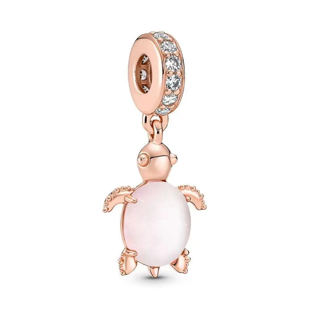 

Ocean Pink Sea Turtle Dangle Colorful Bead Fit Original Pandora Charms Copperbracelet Pendants For Women Jewelry Diy Gift