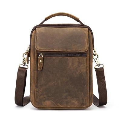 Crazy Horse cuir mâle décontracté voyage épaule sac de messager mode sac à bandoulière 8 "Pad fourre-tout Mochila sac cartable