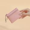 2024 Lychee Pattern Double Zipper Coin Purse, PU Solid Color Card Key Storage Bag - In Stock, Same Day Shipping