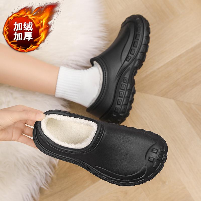 Winter velvet warm cotton shoes waterproof and non-slip black labor insurance shoes