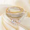 Set da 9 pezzi con Ciondoli a Forma di Farfalla, Fiore, Cuore con Perline, Braccialetti con Catena e Corda Elastica, Gioielli Regalo per Donna