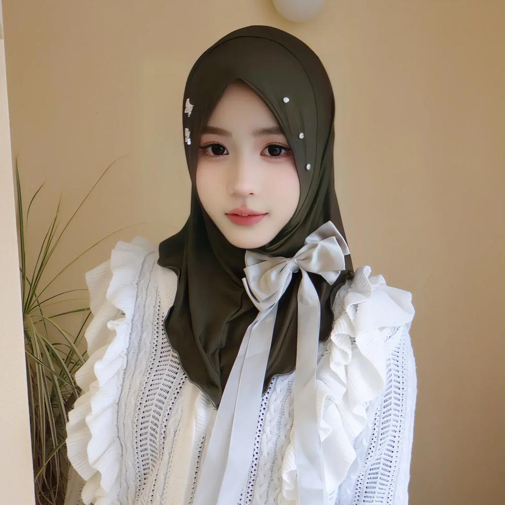 Ramadan Hijab Instant Femei Eșarfă Musulmană Lanț Eșarfă de Cap Înfășurări Elastic Acoperire Cap Gât Șaluri Amira Hijaburi Islamice pentru Rugăciune Turban