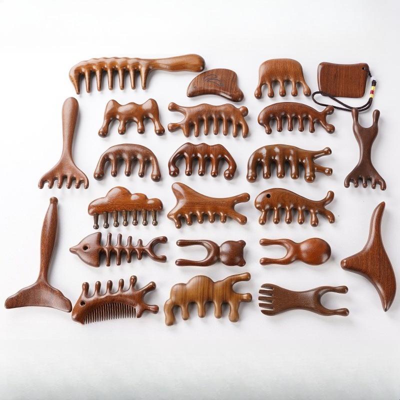 1pcs Golden Sandalwood Scalp Massage Comb Set Anti-Static Wooden Comb for Head Relaxation & Daily Hair Care