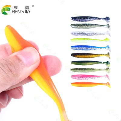 HENGJIA 6PCS Bicolor Shiner Angeln Lockt Weicher Köder 9cm Künstliche Köder Tackle Jerkbaits Swimbait T Schwanz Für Hecht und Bass