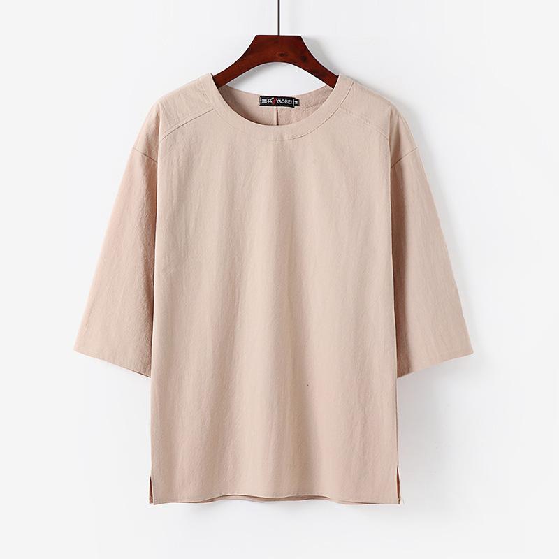 Dreiviertelarm T-Shirt Chinesischer Stil Herren Locker Trend Lässig Tang Anzug Hanfu Kurzarm T-Shirt Oberteil
