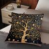 Gustav Klimt Tree Of Life Pillow Cover Golden Art Print Boho Spiritual Cushion Case For Sofa Bed Couch Elegant Home Decor